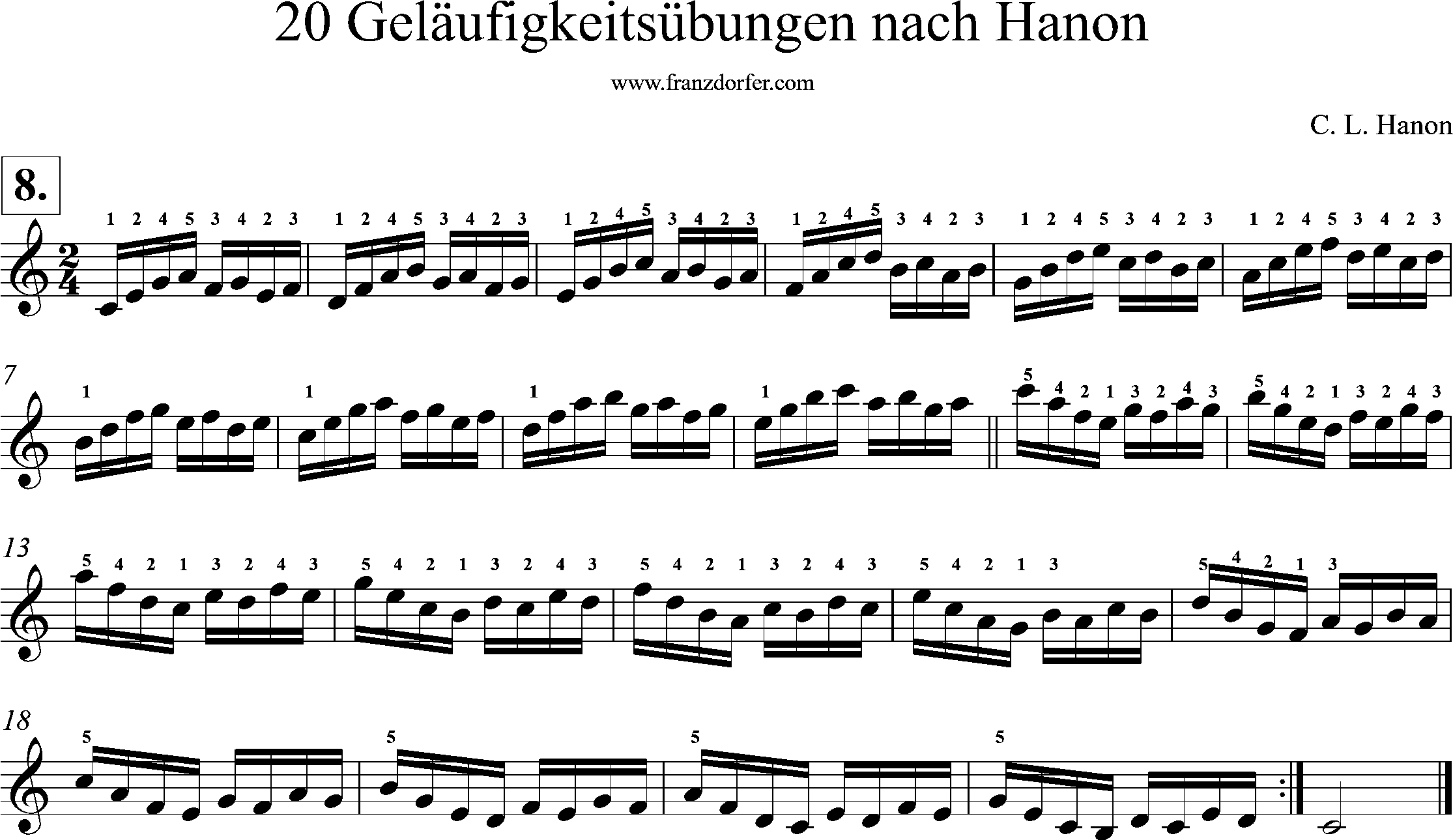 Akkordeonnoten, Hanon geläufigkeitsübungen, Nr-08